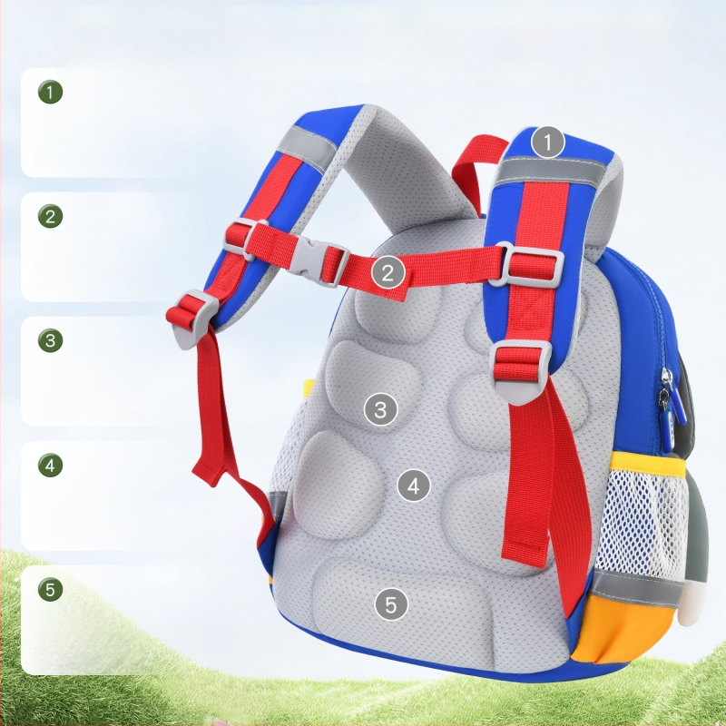 VABC Bērnu mugursoma zēniem un meitenēm, viegla, elpojoša neilona, ar dinosaura rakstu, izliekti plecu siksnas (iekšējais audums: poliesteris; izmantošana: ārpus skolas apmācības; stils: bērnišķīgs un mīļš)