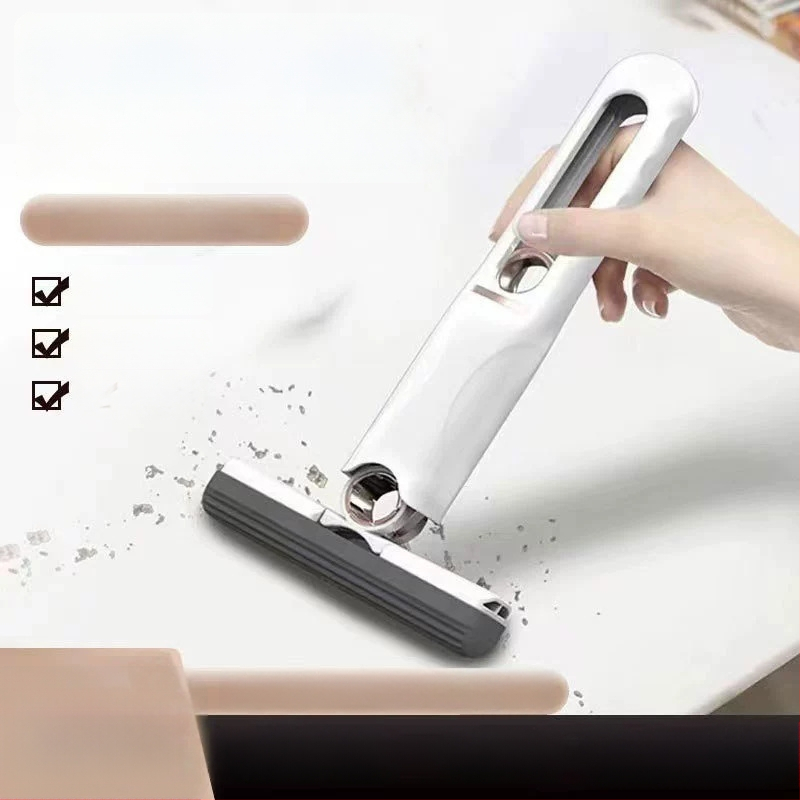 Galda mini mopis — saliekams, mikrofibra, teleskopiskais garums 295, plastmasas stienis, slodze 3 kg, žāvēšanas efektivitāte 70–80%