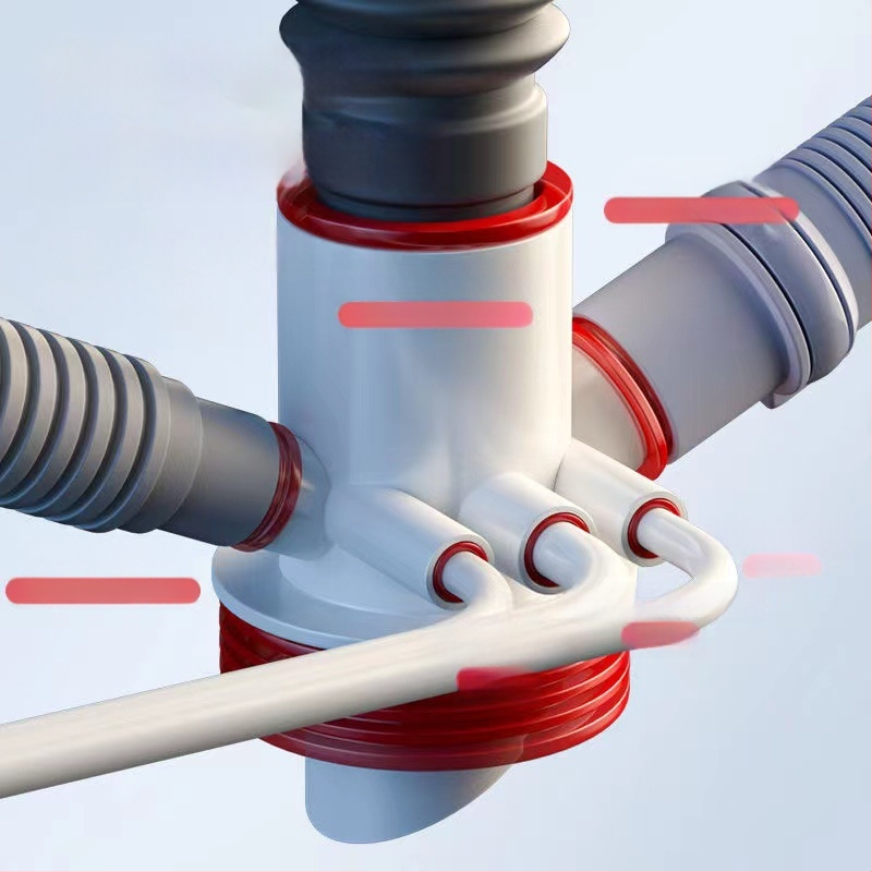 Kolmpealine köögivedelduja jagaja ABS-ist, P-kujuline kuju, tõstetav tüüp, mitmekülgne ühendus kraanile, nõudepesumasinale ja filtrile – Yayier bathroom