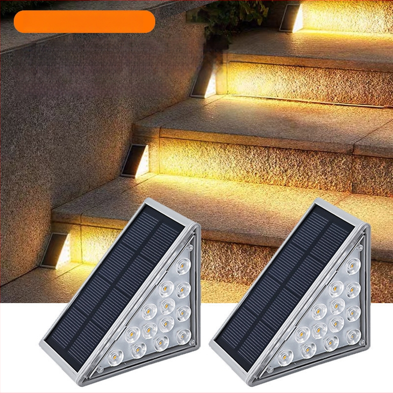 Solárne vonkajšie schodiskové svietidlo s šošovkou – IP66 vodeodolné, indukčný spínač, LED 2835, 1,2V, 6–12 hodín prevádzky, dekoratívne svetlo na schody dvora