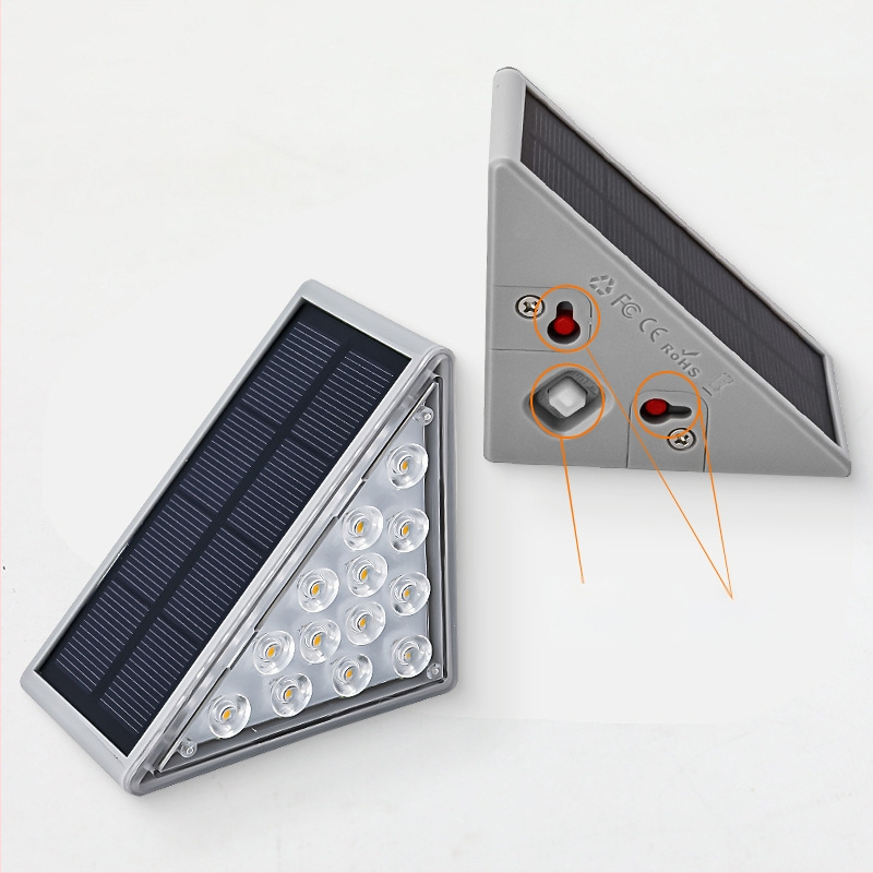 Solárne vonkajšie schodiskové svietidlo s šošovkou – IP66 vodeodolné, indukčný spínač, LED 2835, 1,2V, 6–12 hodín prevádzky, dekoratívne svetlo na schody dvora