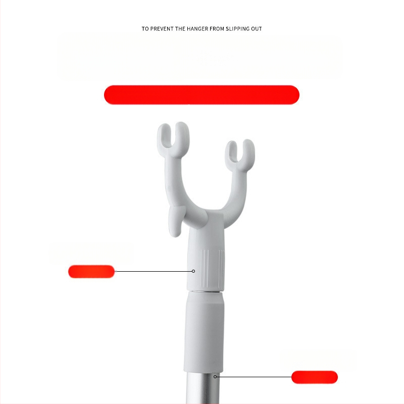 Telescopická tyč na sušenie oblečenia s PP telom a nerezovou rukoväťou, pre balkón, moderný minimalistický štýl, uvedenie 2025 leto, kód A01512