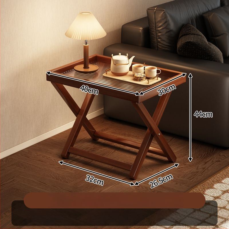 Sulankstomas bambukinis šoninis staliukas su akriliniu viršumi – šiuolaikiškas minimalistinis stilius, bambukinis rėmas, MDF plokštė, suderinamas su nešiojamuoju kompiuteriu