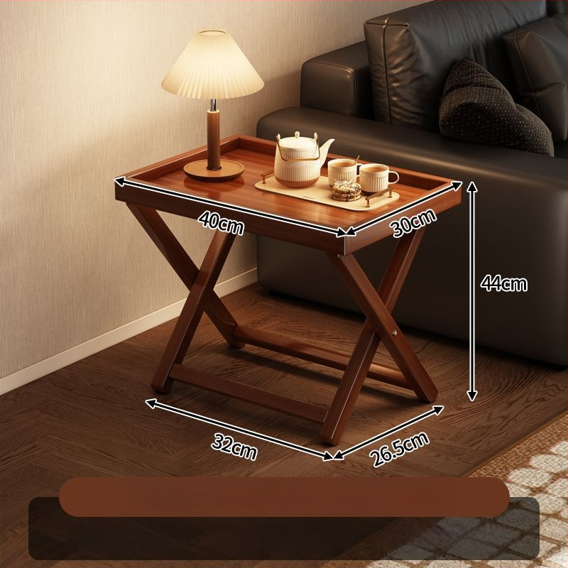 Sulankstomas bambukinis šoninis staliukas su akriliniu viršumi – šiuolaikiškas minimalistinis stilius, bambukinis rėmas, MDF plokštė, suderinamas su nešiojamuoju kompiuteriu