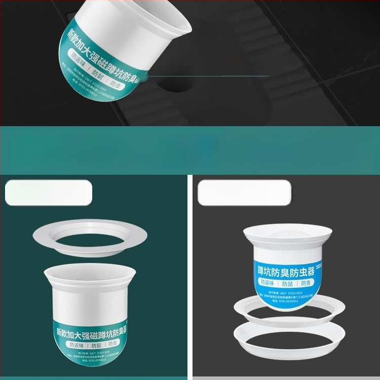 Deodoruojantis kanalizacijos kamštis klozetui – plastikas, priekinė vandens siena, be gaudyklių, dezodorantas, OEM logotipas