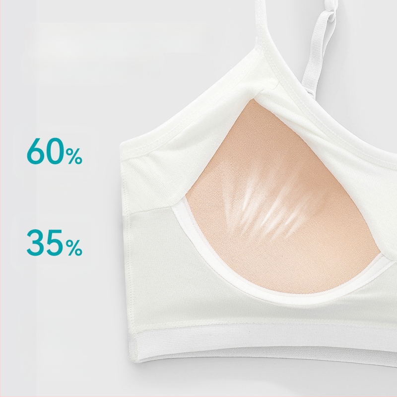 Juhtmevaba treeningrinnahoidja teismelistele, täiskupp, ultraõhukesed vormitud kupid, viskoosest materjal, fikseeritud õlapaelad, hingav ja mugav