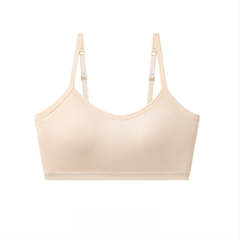 Juhtmevaba treeningrinnahoidja teismelistele, täiskupp, ultraõhukesed vormitud kupid, viskoosest materjal, fikseeritud õlapaelad, hingav ja mugav