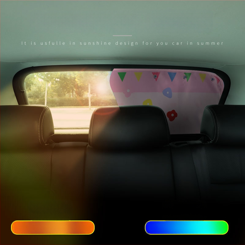 Automobilinis saulės skydelis su siurbtuko laikikliu galinio stiklo langui, storas nepermatomas audinys, universalus dydis