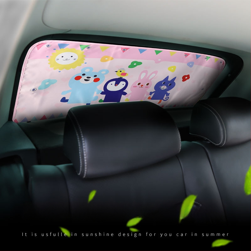 Automobilinis saulės skydelis su siurbtuko laikikliu galinio stiklo langui, storas nepermatomas audinys, universalus dydis