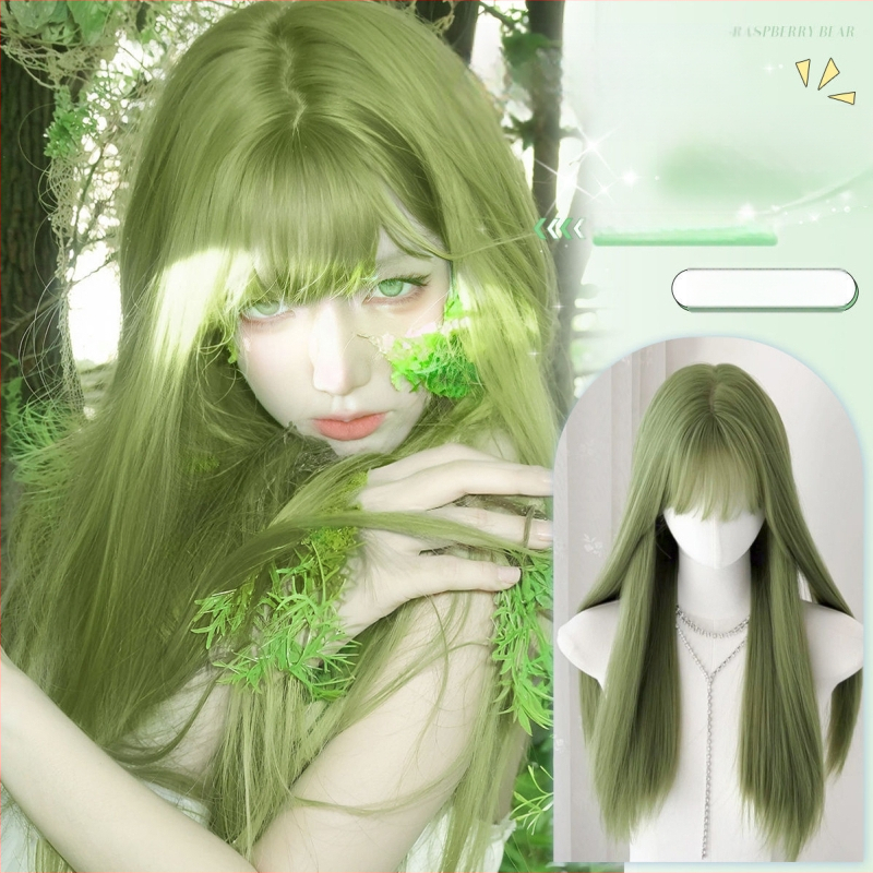 Pikk sirge parukas, Qi bangs, Ju Jingyi inspireeritud stiil, kõrge temperatuuriga kiud, näo kuju muutmine