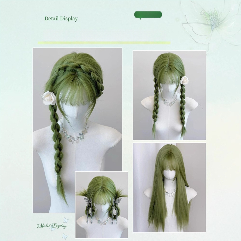 Pikk sirge parukas, Qi bangs, Ju Jingyi inspireeritud stiil, kõrge temperatuuriga kiud, näo kuju muutmine