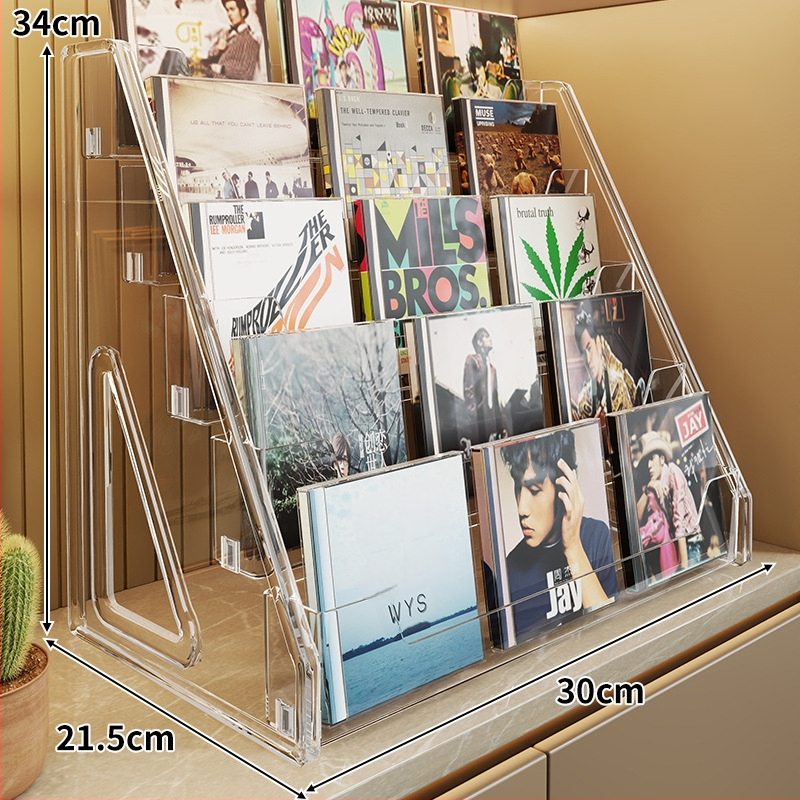 CD ekspozicijos stovas su pakopomis lentynomis, medžiaga PET+PS, šiuolaikinis minimalistinis stilius, prekės ženklas Evesigar/isi home, modelis 2300026402766717697, daugiafunkcinis