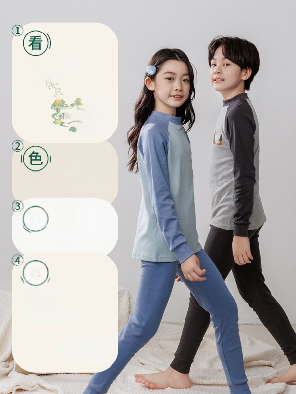 Laste termilise aluskomplekti (ülemine ja alumine) 100% puuvillast, õhuke materjal, pehme viimistlus, sobib sügis- ja talveks, 8-aastastele ja vanematele