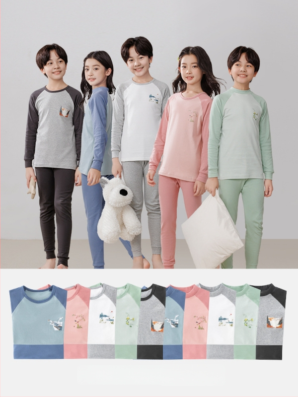 Laste termilise aluskomplekti (ülemine ja alumine) 100% puuvillast, õhuke materjal, pehme viimistlus, sobib sügis- ja talveks, 8-aastastele ja vanematele