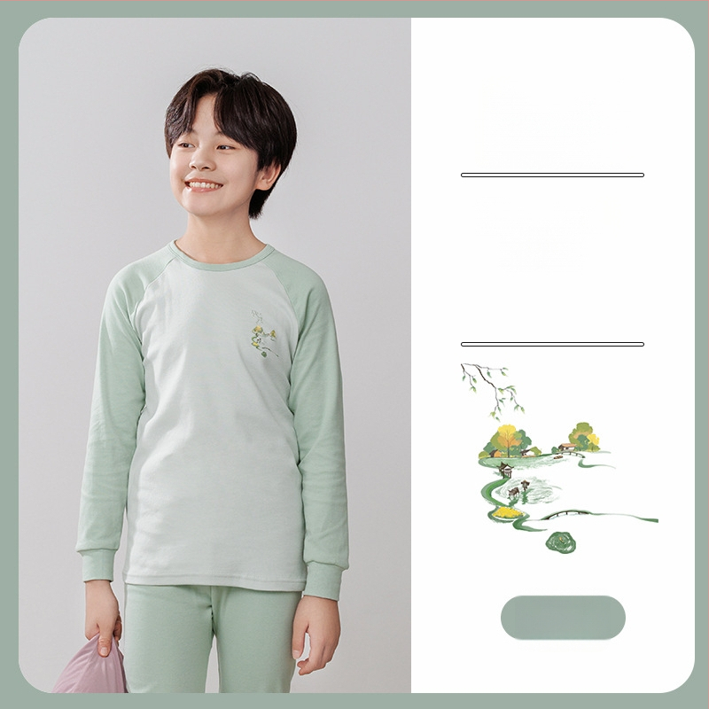 Laste termilise aluskomplekti (ülemine ja alumine) 100% puuvillast, õhuke materjal, pehme viimistlus, sobib sügis- ja talveks, 8-aastastele ja vanematele