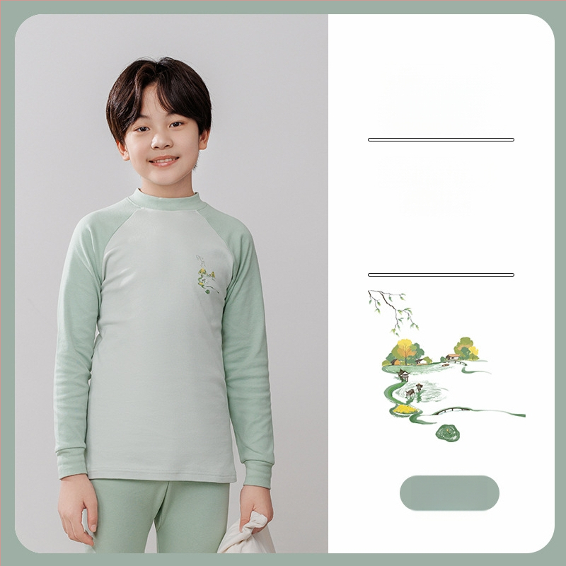 Laste termilise aluskomplekti (ülemine ja alumine) 100% puuvillast, õhuke materjal, pehme viimistlus, sobib sügis- ja talveks, 8-aastastele ja vanematele