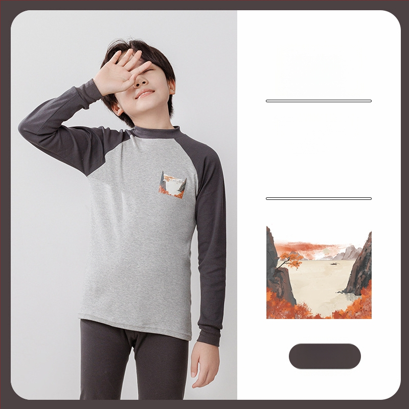 Laste termilise aluskomplekti (ülemine ja alumine) 100% puuvillast, õhuke materjal, pehme viimistlus, sobib sügis- ja talveks, 8-aastastele ja vanematele