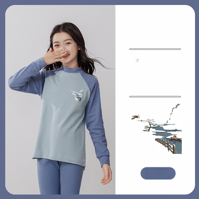 Laste termilise aluskomplekti (ülemine ja alumine) 100% puuvillast, õhuke materjal, pehme viimistlus, sobib sügis- ja talveks, 8-aastastele ja vanematele