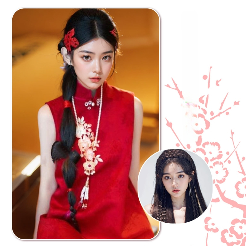 Xiuhe stiilis ponii-parukas, käsitööna kootud, kuumuskindlad juuksed, ei värvita, bränd Fujia