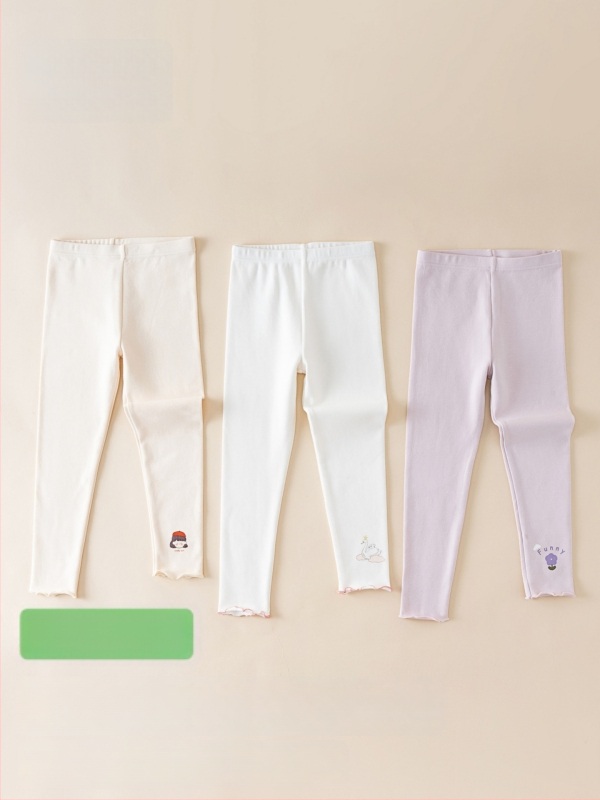 Mergaitei korejiečių stiliaus medvilniniai leggingai, vidurio liemens aukštis, 95% medvilnė, amžius 3–8 m