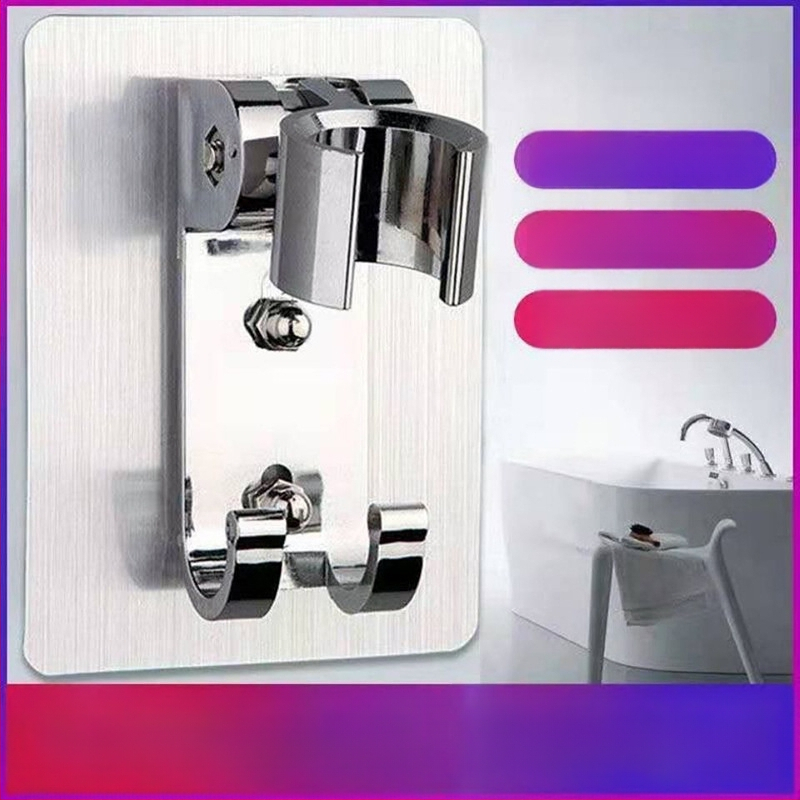 Držiak sprchovej hlavice z vesmírneho hliníka, bez vŕtania, nastaviteľný uhol, prísavné uchytenie na stenu