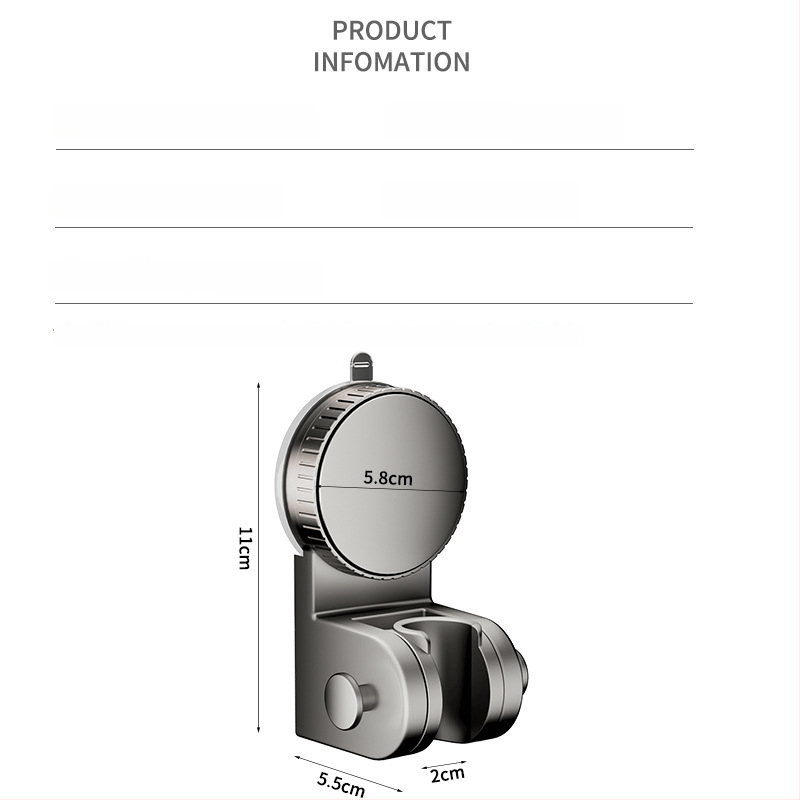 Držiak sprchovej hlavice so sacou podložkou — na stenu, bez vŕtania, ABS materiál, mobilná kúpeľná polica