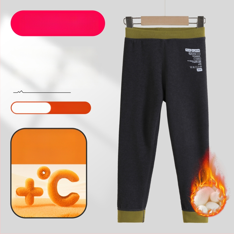 Vaikų termo ilgosios kelnės iš Derong audinio, 90% poliesterio, vidurio juosmens, 3–8 metų amžiui, rudens 2024 įrašas