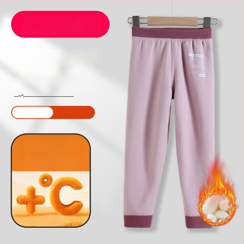 Vaikų termo ilgosios kelnės iš Derong audinio, 90% poliesterio, vidurio juosmens, 3–8 metų amžiui, rudens 2024 įrašas