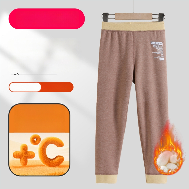 Vaikų termo ilgosios kelnės iš Derong audinio, 90% poliesterio, vidurio juosmens, 3–8 metų amžiui, rudens 2024 įrašas