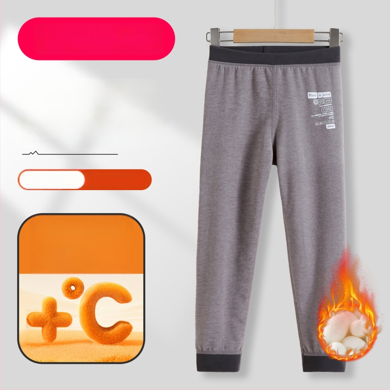 Vaikų termo ilgosios kelnės iš Derong audinio, 90% poliesterio, vidurio juosmens, 3–8 metų amžiui, rudens 2024 įrašas