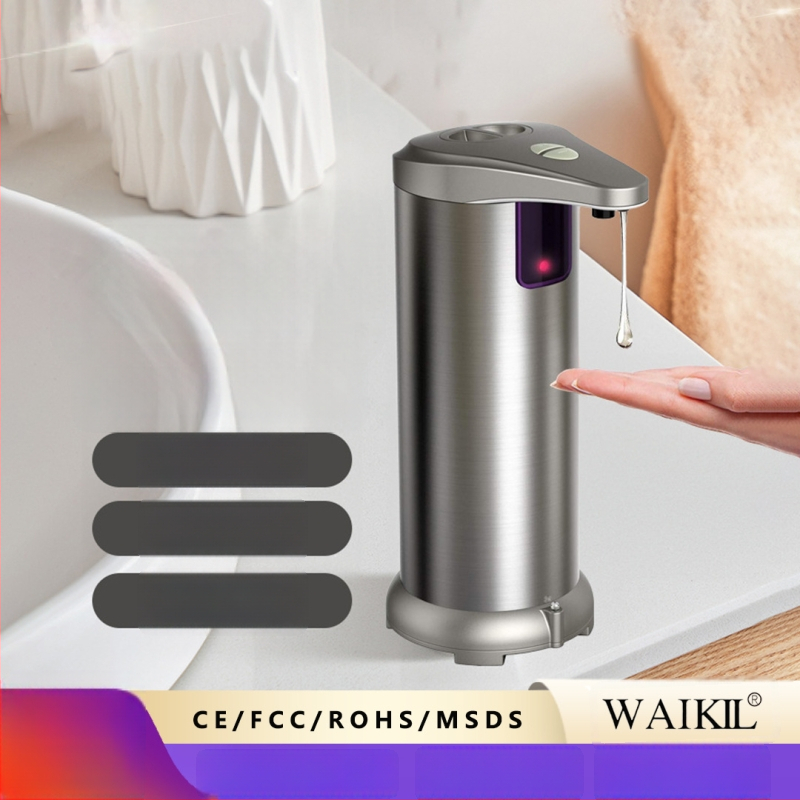 Automaatne seebidoosija sensoriga, kontaktivaba kasutus, roostevabast terasest ja ABS-korpusega, veekindel alus, reguleeritav doseerimine