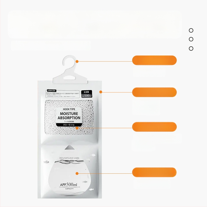 Bamboo rhyme Desikantas maišelis su kalcio chloridu, 200 g, pakabinamas kabliukas, namų drėgmės mažinimo priemonė