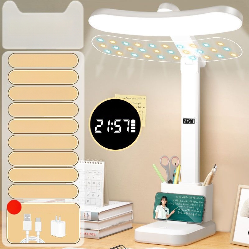 Kõver LED laualamp täis spektriga, silmade kaitseks, kokkupandav, sisseehitatud liitiumakuga, puutetundlik lüliti