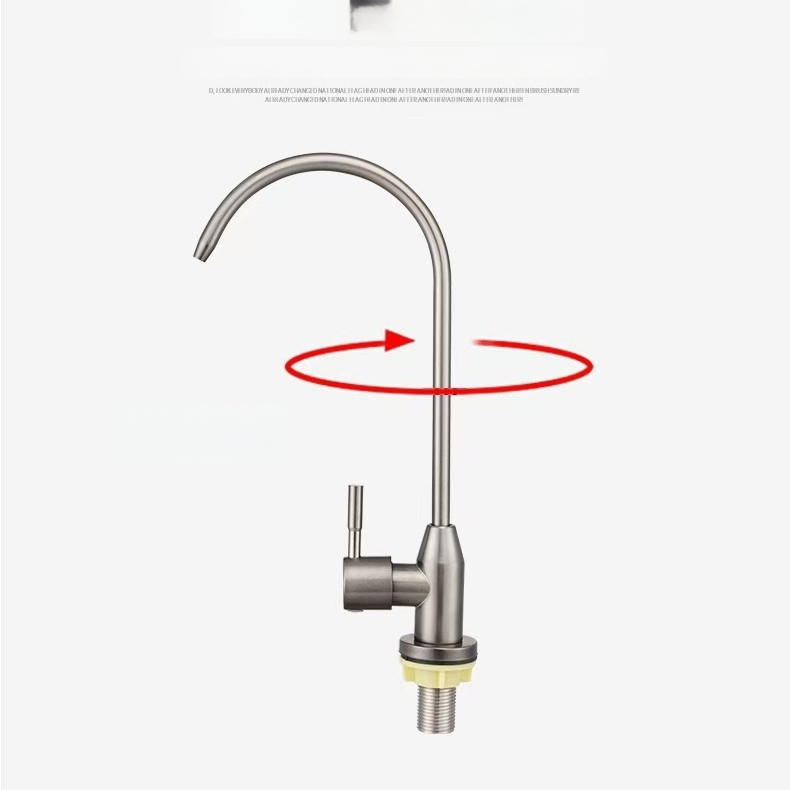 Gooseneck virtuvės vandens valymo čiaupas, nerūdijantis plienas, modelis 6394, 1,63 MPa, 4 taškai įv./išv., keraminis diskinis vožtuvas