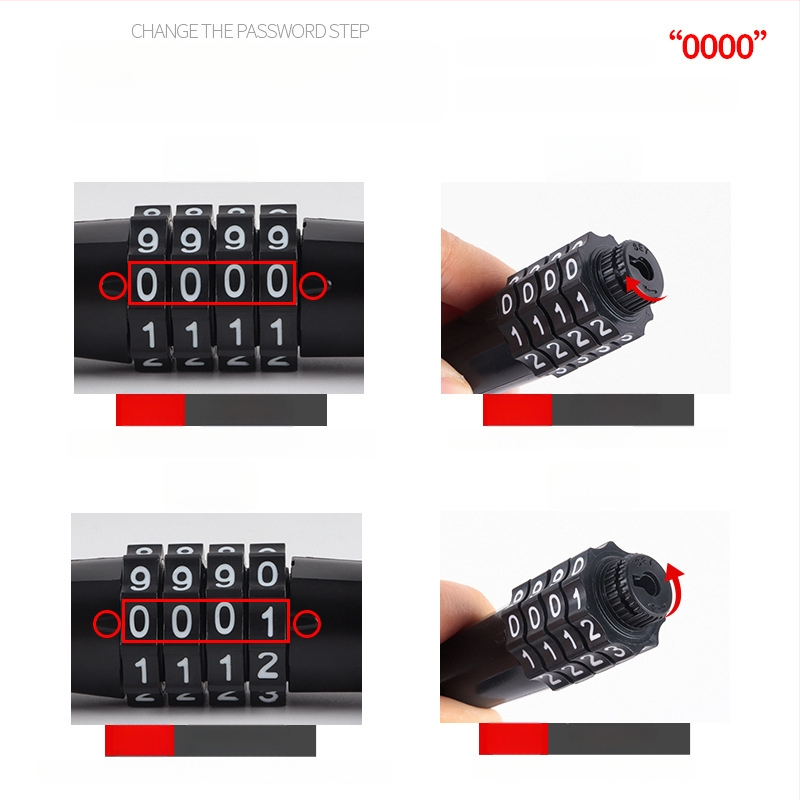 4 skaitmenų slaptažodžio dviračio grandinės užraktas, nešiojamas, iš lydinio plieno, svoris 450 g