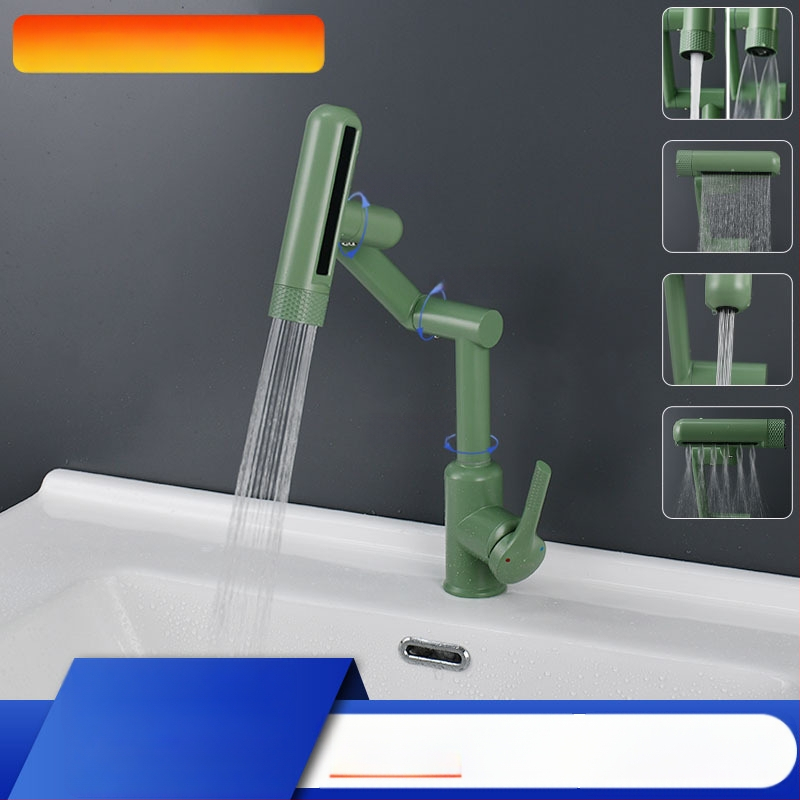 Köögikraan robottkäe abil, pöörlev segamiskraan kuumale ja külmale veele, roostevaba terasest, vertikaalne paigaldus, keraamiline diskiventil