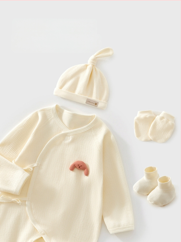 Kūdikių drabužių komplektas – unisex, 100% medvilnė, su kepure, pirštinėmis ir kojinėmis – švelnus audinys