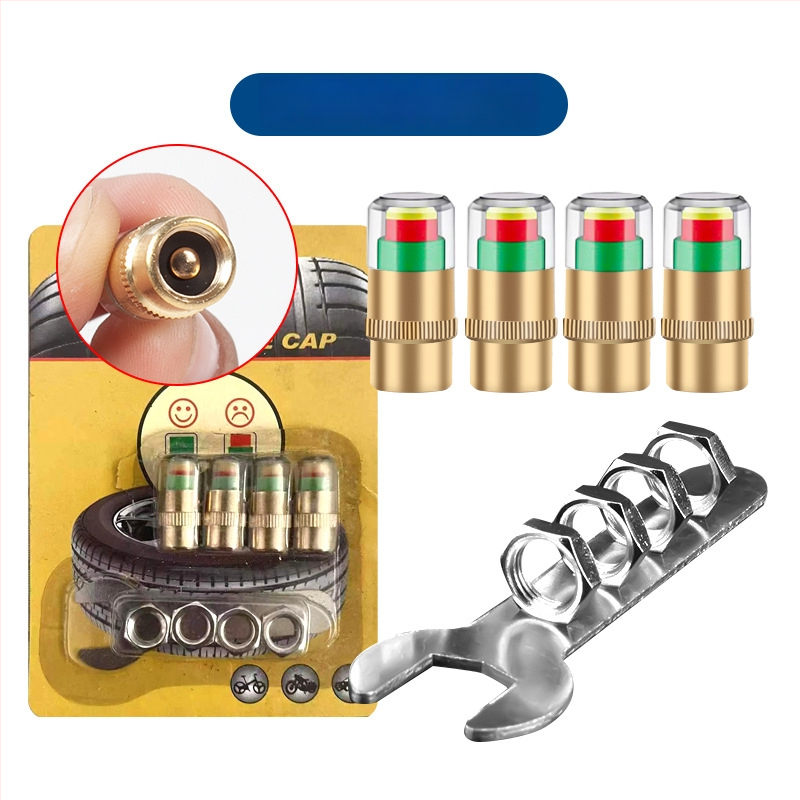 Riepu spiediena brīdinājuma vāciņš – 4 gab., 2,4 BAR vara kodols, materiāls: plastmasas kodols + vara kodols