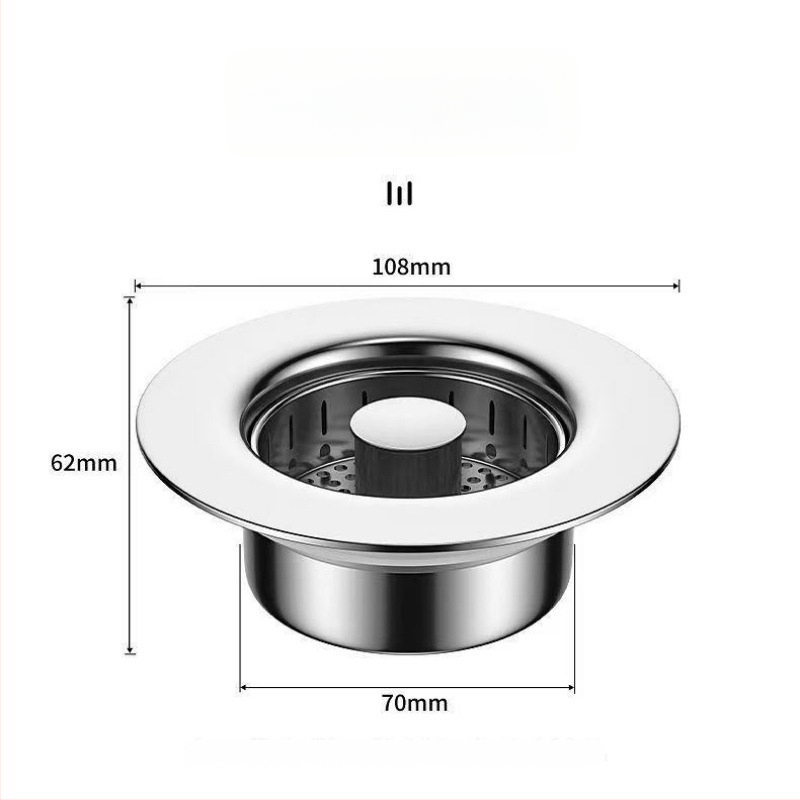 Stlačovací typ kuchynského drezu s filtrom z nehrdzavejúcej ocele 304, s pružinovým jadrom
