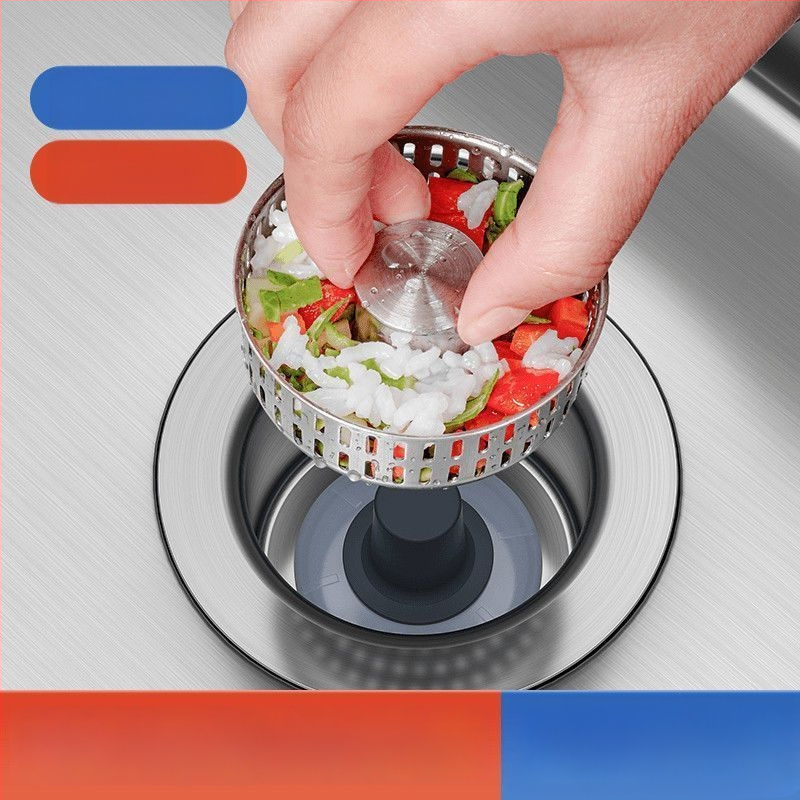 Stlačovací typ kuchynského drezu s filtrom z nehrdzavejúcej ocele 304, s pružinovým jadrom