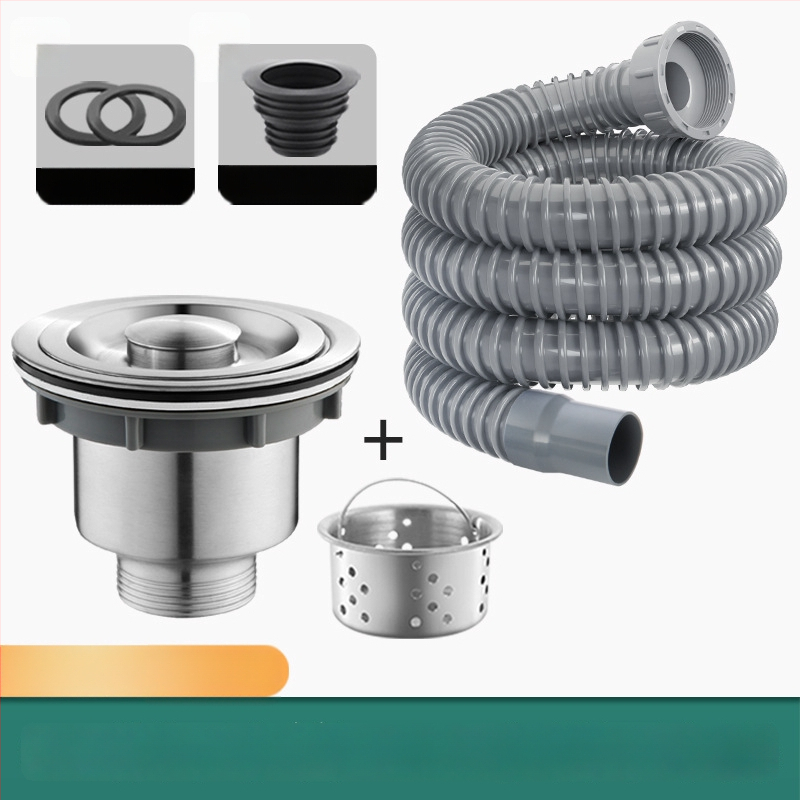 Roostevabast terasest köögivalamu drenaaži komplekt, P-kujuline trap, kate tüüp, kaasaegne minimalistlik stiil