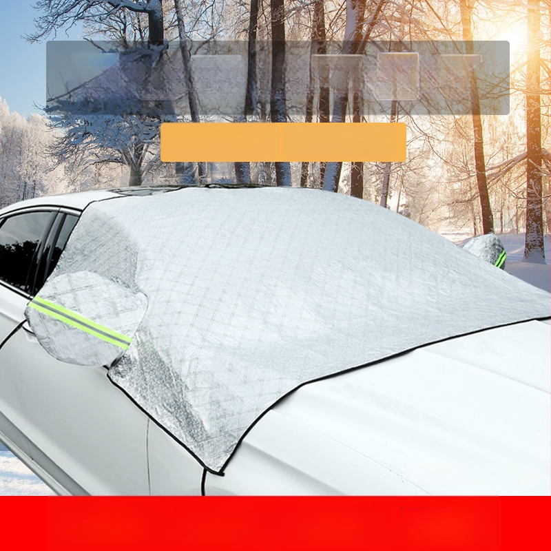 Automobilio priekinio stiklo sniego dangtis, antišalčiai, aliuminio folija, universalus pritaikymas, dirželio tvirtinimas