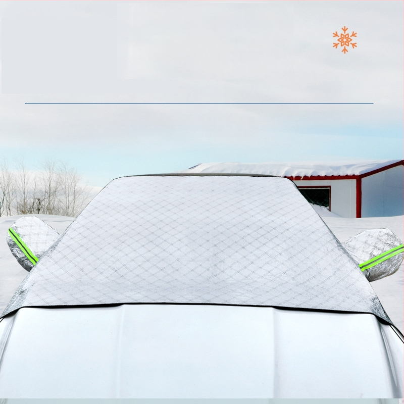 Automobilio priekinio stiklo sniego dangtis, antišalčiai, aliuminio folija, universalus pritaikymas, dirželio tvirtinimas
