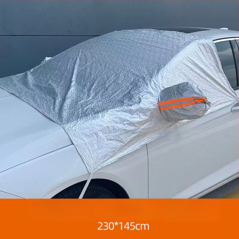 Automobilio priekinio stiklo sniego dangtis, antišalčiai, aliuminio folija, universalus pritaikymas, dirželio tvirtinimas
