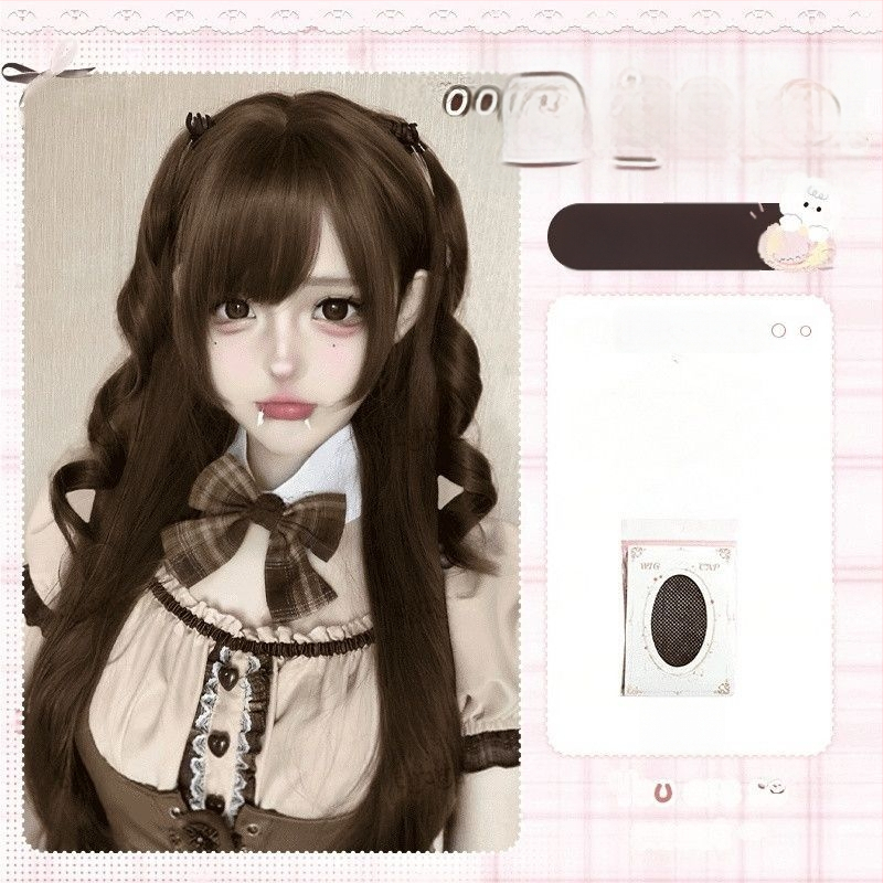 Parochňa pre BJD/Lolita – Dlhé rovné vlasy s ofinkou, teplovzdorné vlákno, Kórejský štýl, mechanizmus na objem