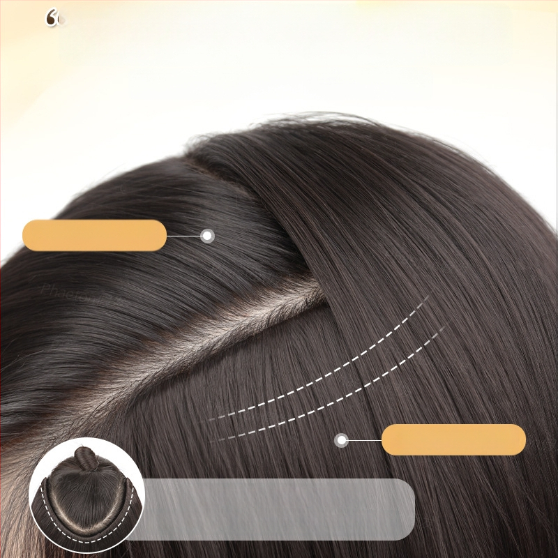 Jednodielne V-tvarované clip-in rozšírenie na dlhé rovné vlasy, nadýchaný objem, tepelne odolné vlákna, model B1125, neviditeľný okraj