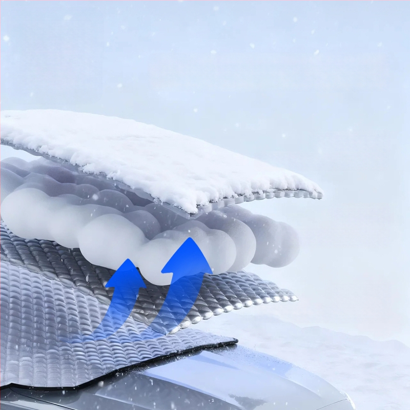 Priekinio stiklo sniego uždanga automobiliui - PE medžiaga, įmontuotas montavimas, universalus suderinamumas, žieminis dangtis