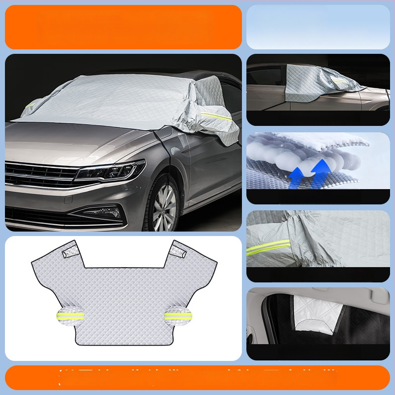 Priekinio stiklo sniego uždanga automobiliui - PE medžiaga, įmontuotas montavimas, universalus suderinamumas, žieminis dangtis