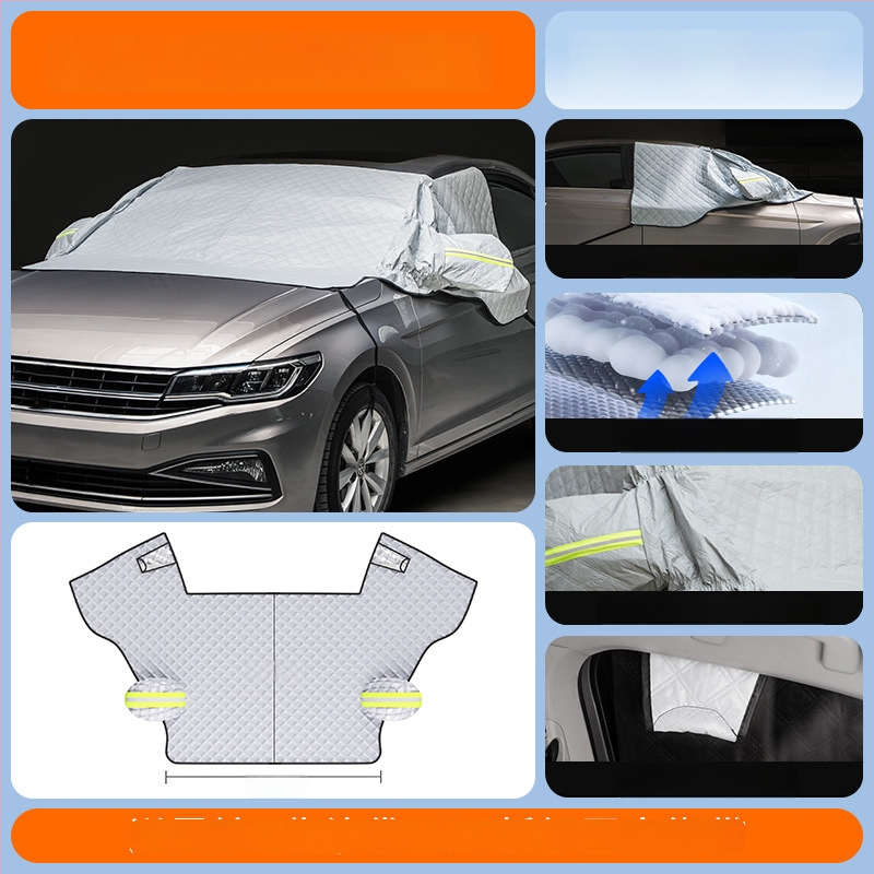 Priekinio stiklo sniego uždanga automobiliui - PE medžiaga, įmontuotas montavimas, universalus suderinamumas, žieminis dangtis