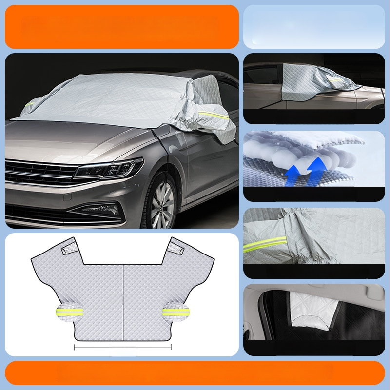 Priekinio stiklo sniego uždanga automobiliui - PE medžiaga, įmontuotas montavimas, universalus suderinamumas, žieminis dangtis